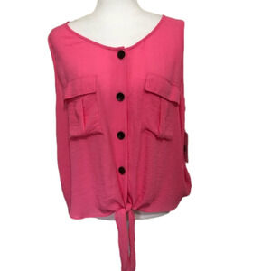a.n.a. Pink Glow Sleeveless Hi-lo Tie Top